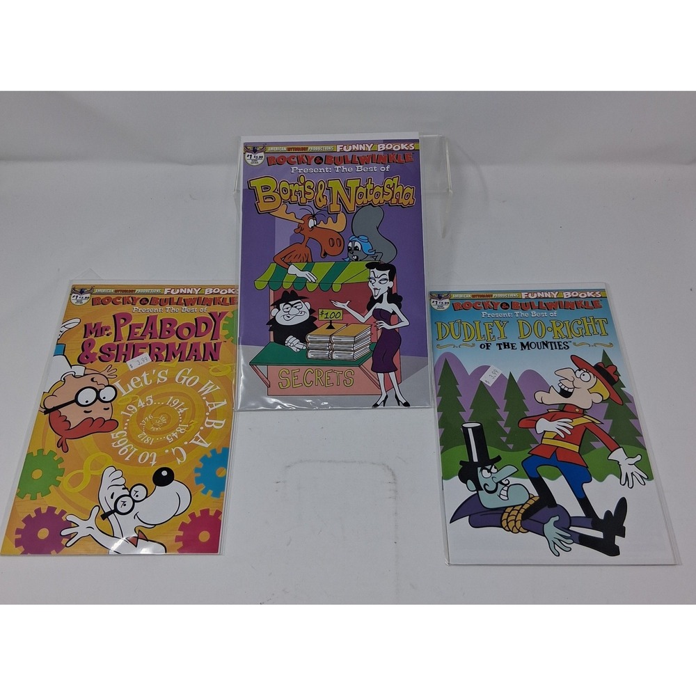 Rocky and Bullwinkle Best of Boris Natasha Peabody Sherman Dudley 3 Comic Lot